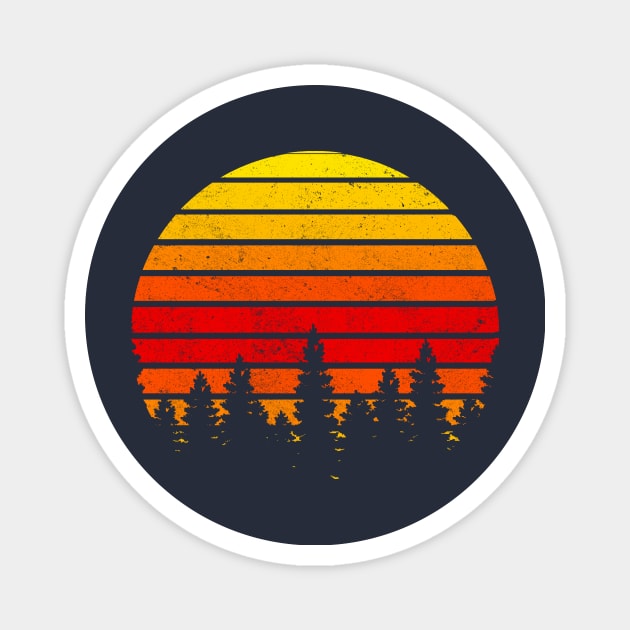 Retro sunset with trees Magnet by PharaohCloset